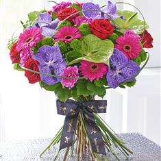 Luxury Vanda Orchid &amp; Anthurium Hand-tied with Chocolates