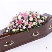 Pink Rose and Eryngium Coffin Spray 4ft