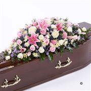 Pink Rose and Eryngium Coffin Spray 5ft