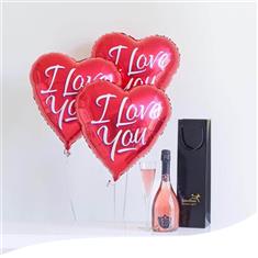 Gift Set - Sparkling Rose &amp; Love Balloons
