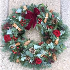 SW Blooms Crimson Red Door Wreath