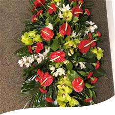 Green, White and Red Tropical Coffin Spray 