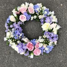 Lilac, Pink, Blue and White Wreath