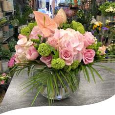 Vase Arrangement - Pink Globe