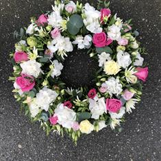 Cerise Pink And White Wreath