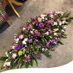 Elegant Purple and Lilac Coffin Spray