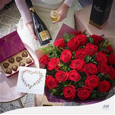 Love Bundle - Valentine&#39;s 24 Red Roses With Champagne &amp; More