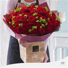 Valentine&#39;s 50 Red Rose Hand-Tied (Large)