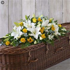 Lily and Rose Coffin Spray Yellow