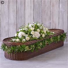 White Coffin Spray Large and Garland