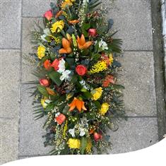 Bright Orange and Yellow Coffin Spray 