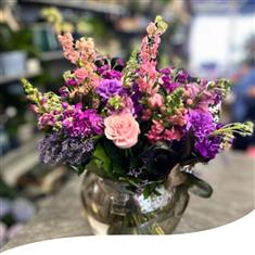 Vase Arrangement  - Purple &amp; Cerise Globe