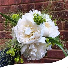 White Open Peony Bridal Bouquet