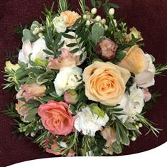 Peach and White Bridal Bouquet 