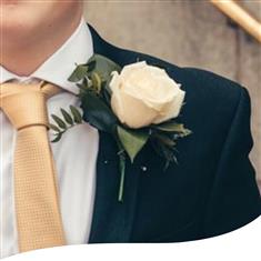 White Rose and Foliage Buttonhole 