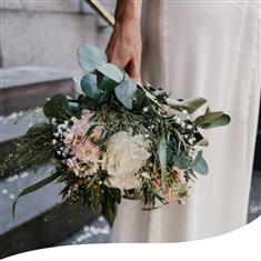 Wild Peach and White Bridal Bouquet 