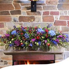 Blue red and Purple Fireplace Arrangement 