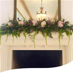 Lilac Pink and Green Fireplace Arrangement 