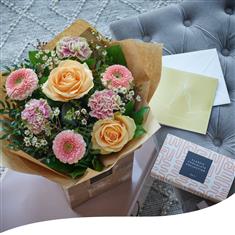 Congratulations Bouquet with Chocolates and Card - Gift Set