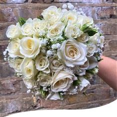 Elegant White Rose Bridal Bouquet
