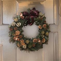 Natural Wreath Burgundy Bow 