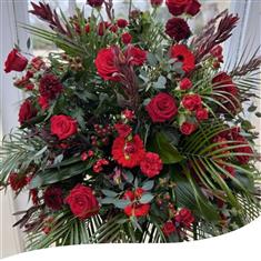 Mixed Red Flower Pedestal 