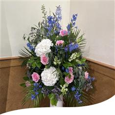 Blue, White and Pink Pedestal Arrangement 