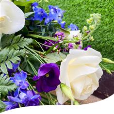 Funeral Spray in Purple, Lavender &amp; White