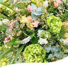 Country Garden Funeral Spray in Green &amp; White