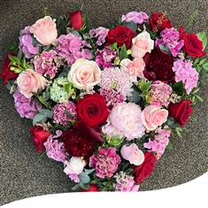 Sweet Pink Floral Heart Tribute