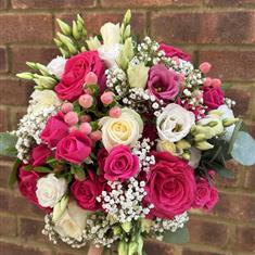 Cerise Pink and White Bridal Bouquet 