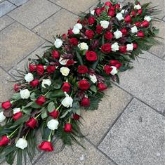 Red and White Rose Coffin Tribute