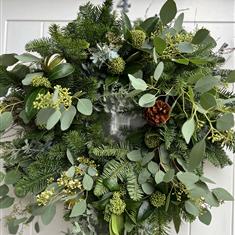 Green Skimmia and Green Limes Door Wreath