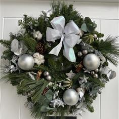Silver Sparkle Christmas Door Wreath 