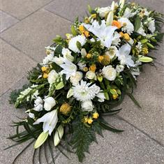 Yellow and White Mixed Flower Coffin Spray