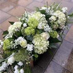 Green Hydrangea Coffin Spray