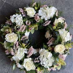 Pastel Hydrangea and Orchid Wreath