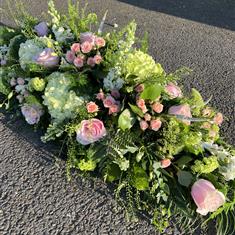 Pink white and green Coffin Spray 