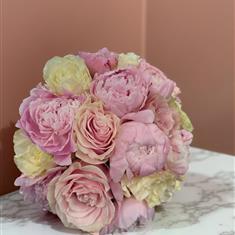 Pink Peony and White Rose Bridal Bouquet 