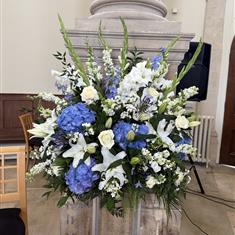 Large Blue and White Pedestal
