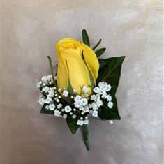 Yellow Rose and Gyp Buttonhole